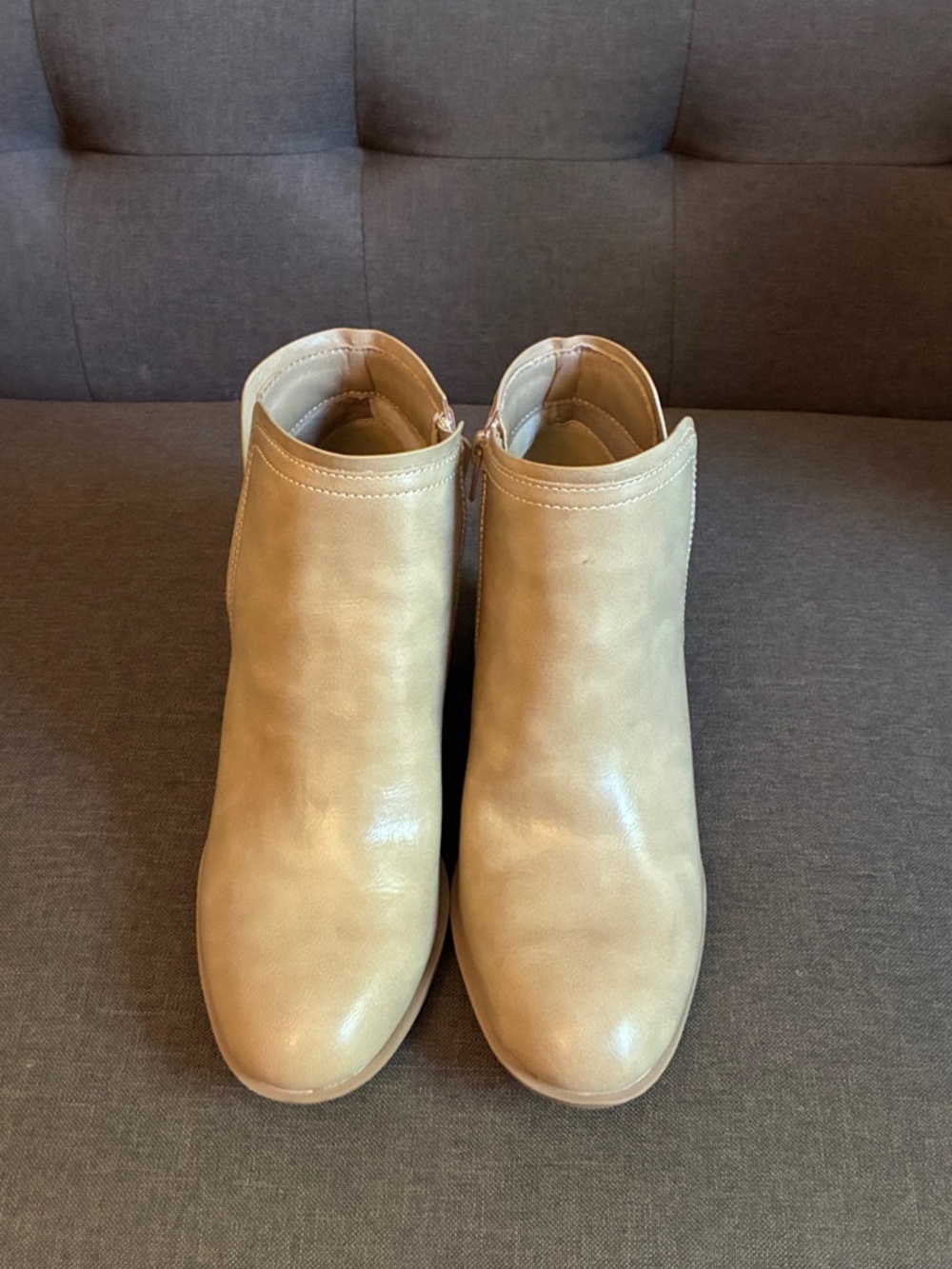 Women's Tan Ankle Booties — Smooth Slip-On Chelsea Style